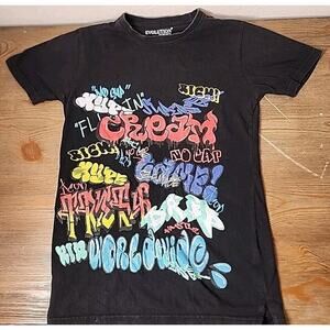 Evolution in Design Graffiti Short Sleeve Black T-Shirt, Size - S